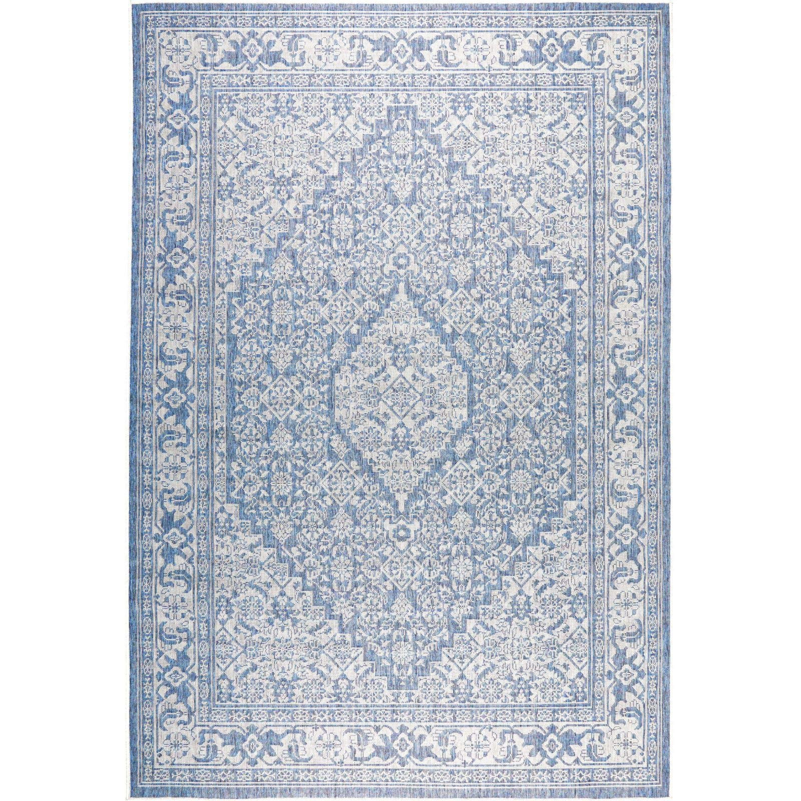 Nicole Miller New York Patio Country Dahlia Transitional Medallion Indoor/Outdoor Area Rug, Blue/... | Amazon (US)