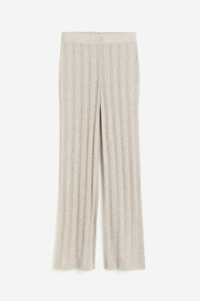 Rib-knit Pants - Light beige - Ladies | H&M US | H&M (US + CA)