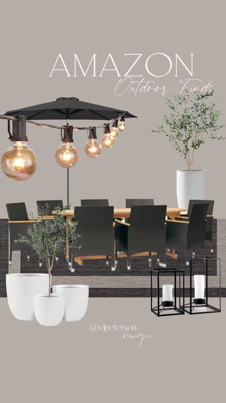 Outdoor furniture 
Umbrella 
Patio set
Planters
Outdoor rug
Outdoor string lights
Lanterns

#LTKunder100 #LTKSeasonal #LTKhome