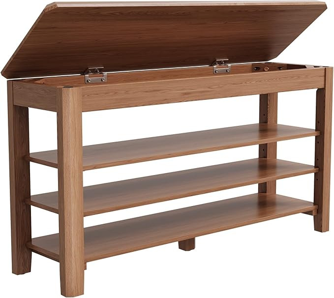 Shoe Rack Bench Seat Rubberwood 3-Tier Wooden Storage Bench 550lbs Compact Mid-Century Modern Des... | Amazon (US)