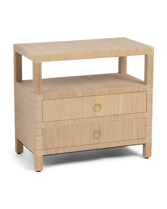 28x26x16 2 Drawer Raffia Side Table | TJ Maxx
