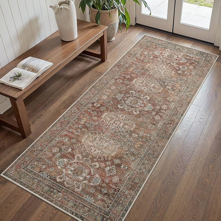 Bavni 2x5 Rug Runner, Non Slip Washable for Hallway, Brick | Amazon (US)