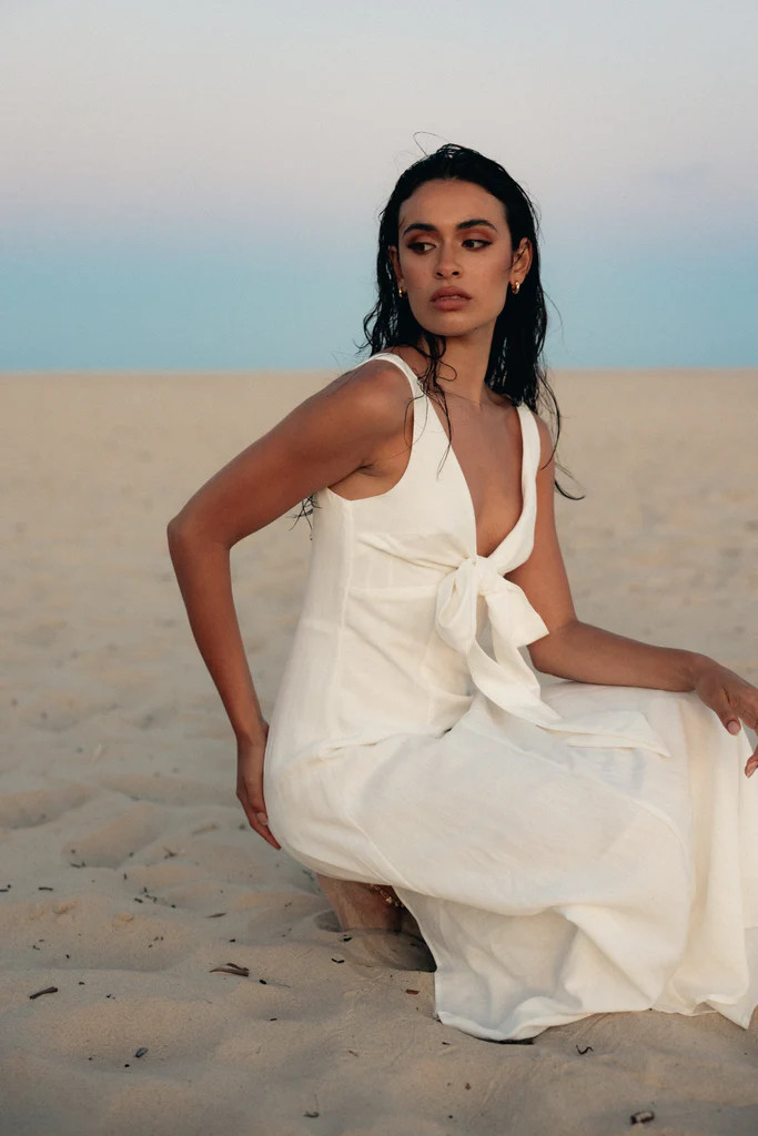 Archer Midi Dress - White | Petal & Pup (US)