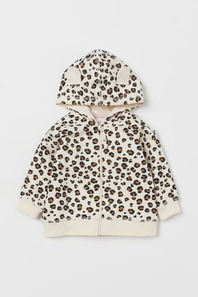 Sweatshirt jacket in lightweight cotton fabric with a printed design. Jersey-lined hood, zipper a... | H&M (US + CA)