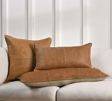 Gaona Leather Long Lumbar Pillow | Pottery Barn (US)