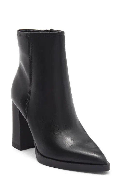 Steve Madden Harden Pointed Toe Bootie in Black Leather at Nordstrom, Size 8.5 | Nordstrom