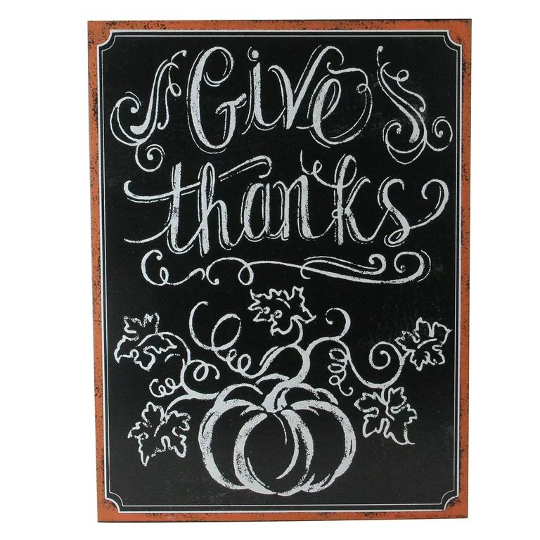 Black and White "Give thanks" Chalkboard Thanksgiving Wall Art Decor 14" x 10.5" | Walmart (US)