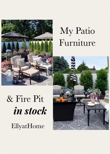 It’s not to early to get ready for outdoor living! My patio furniture is available! Shop black conversation set with neutral cushions, and best selling coordinating outdoor dining table set. Fire pit on sale at Lowes. Black and white umbrella. Black/charcoal outdoor rug. Outdoor pillows, white side pillow, white lanterns. Outdoor furniture, backyard, porch, patio. Home Depot, Rugs Direct.

#LTKhome #LTKfamily #LTKunder50
