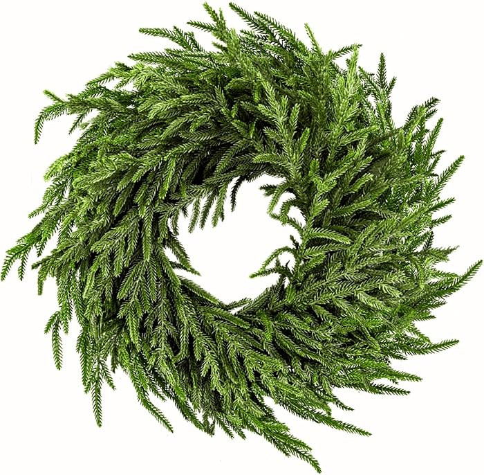 24" Norfolk Pine Wreath for Front Door, Real Touch Norfolk Pine Wreath Artificial Green Wreath Gr... | Amazon (US)