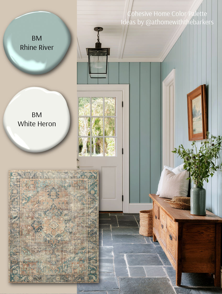 Entryway walls painted BM Rhine River 

 #LTKHome #LTKSaleAlert