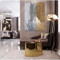 Wabi Sabi Wall Art Large Abstract 3D Painting Gold Silver White Textural Metallic Colors Original Minimalist Artwork By Julia Apostolova | Etsy (US)