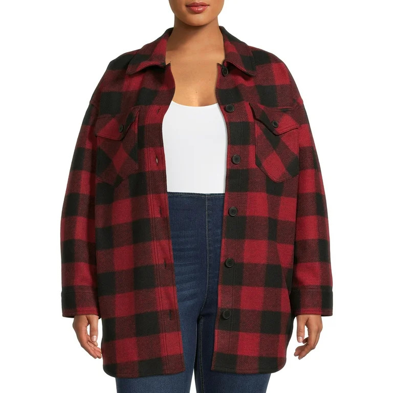 Terra & Sky Women's Plus Size Shacket | Walmart (US)