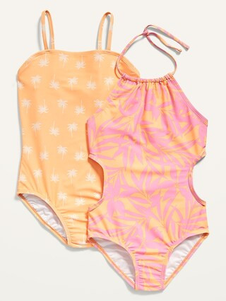 Printed Bandeau & Halter Style One-Piece Swimsuit 2-Pack for Girls | Old Navy (US)