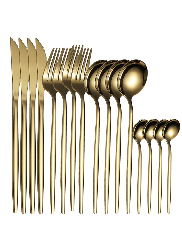 16pcs Plain Stainless Steel Cutlery Set | SHEIN