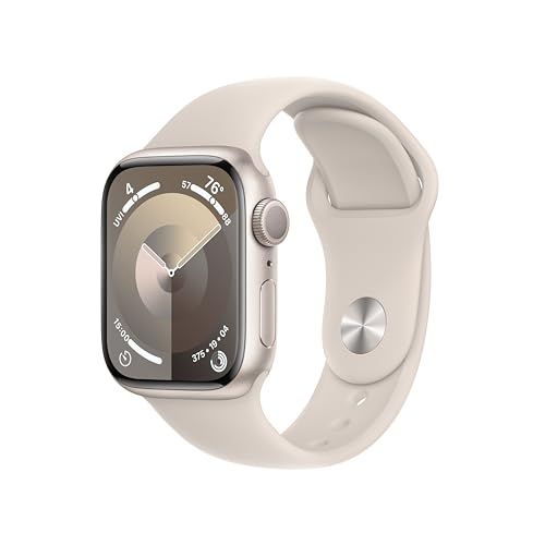Apple Watch Series 9 [GPS 41mm] Smartwatch with Starlight Aluminum Case with Starlight Sport Band... | Amazon (US)
