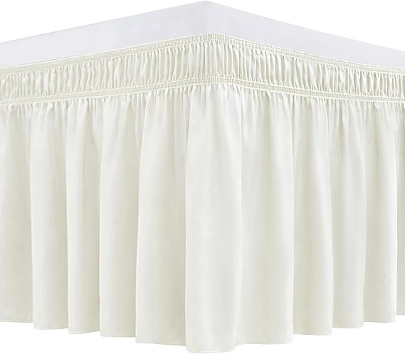 Biscaynebay Wrap Around Bed Skirts for King & Cal King Beds Short Drop of 12", Ivory Adjustable E... | Amazon (US)