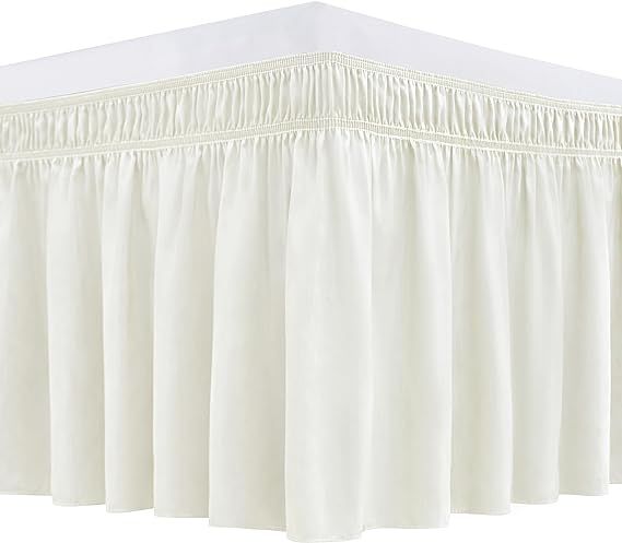 Biscaynebay Wrap Around Bed Skirts for King & Cal King Beds Short Drop of 12", Ivory Adjustable E... | Amazon (US)