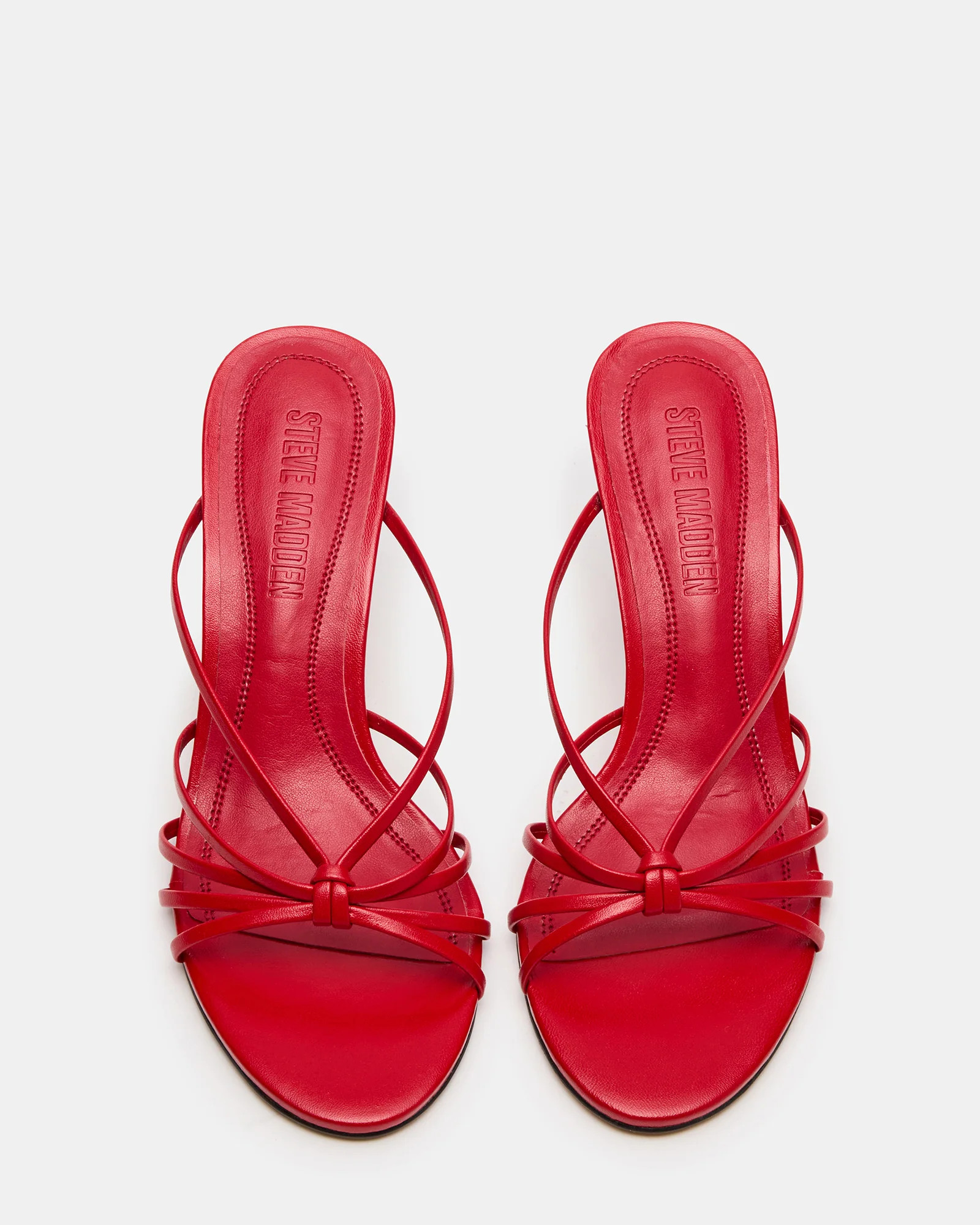 EDNA Red Leather Strappy Mule Women's Heel | Steve Madden (US)