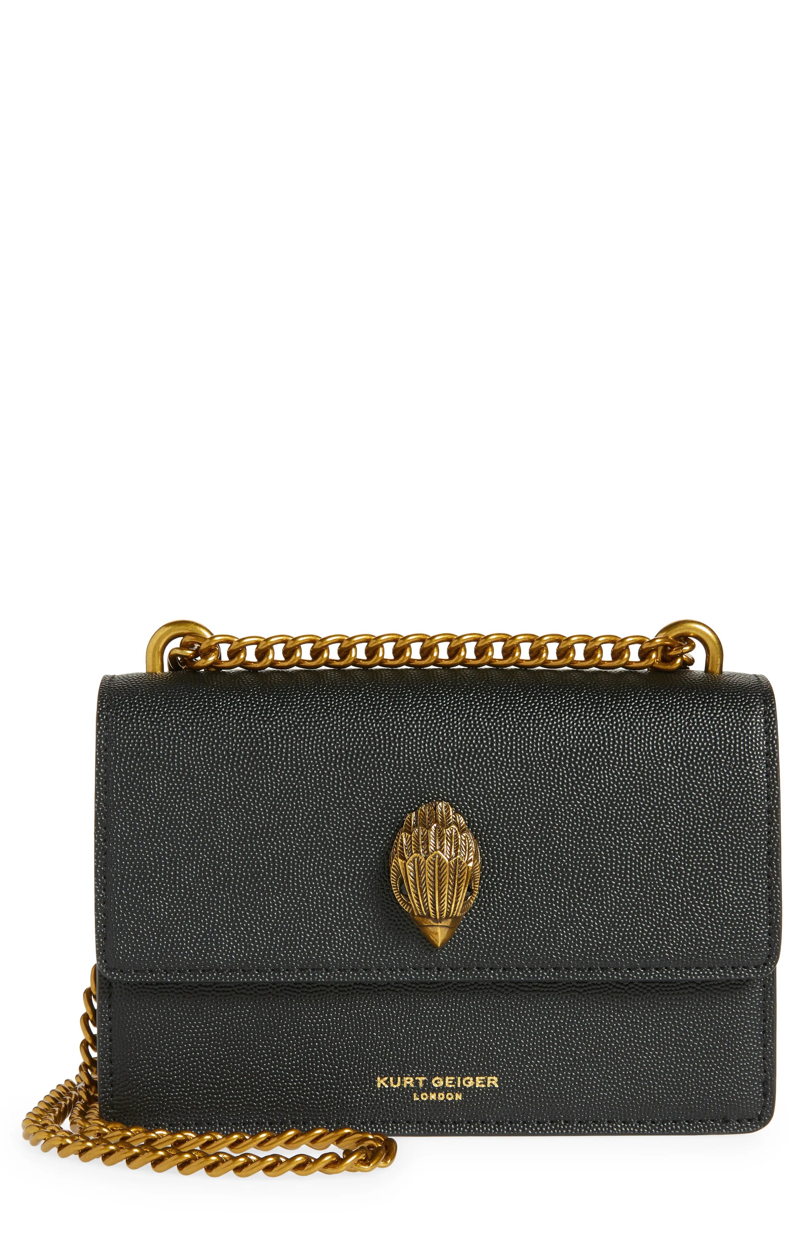 Kurt Geiger London Mini Shoreditch Leather Crossbody Bag in Black at Nordstrom | Nordstrom