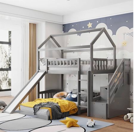 The boys have been dreaming about their new room for years! They picked a bunk bed, and we’ve look at dozens to make sure it checks all the boxes. Ladder ✔️ Stairs ✔️ Slide ✔️✔️✔️ 

#LTKfamily #LTKFind #LTKkids