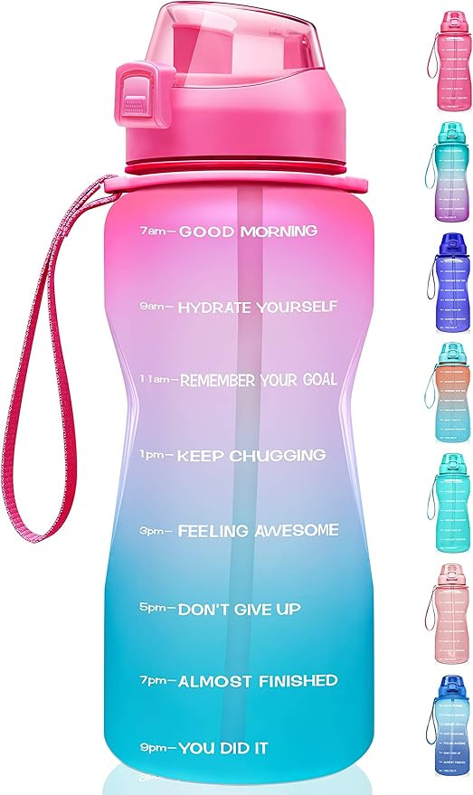 Fidus Large Half Gallon/64oz Motivational Water Bottle with Time Marker & Straw,Leakproof Tritan ... | Amazon (US)