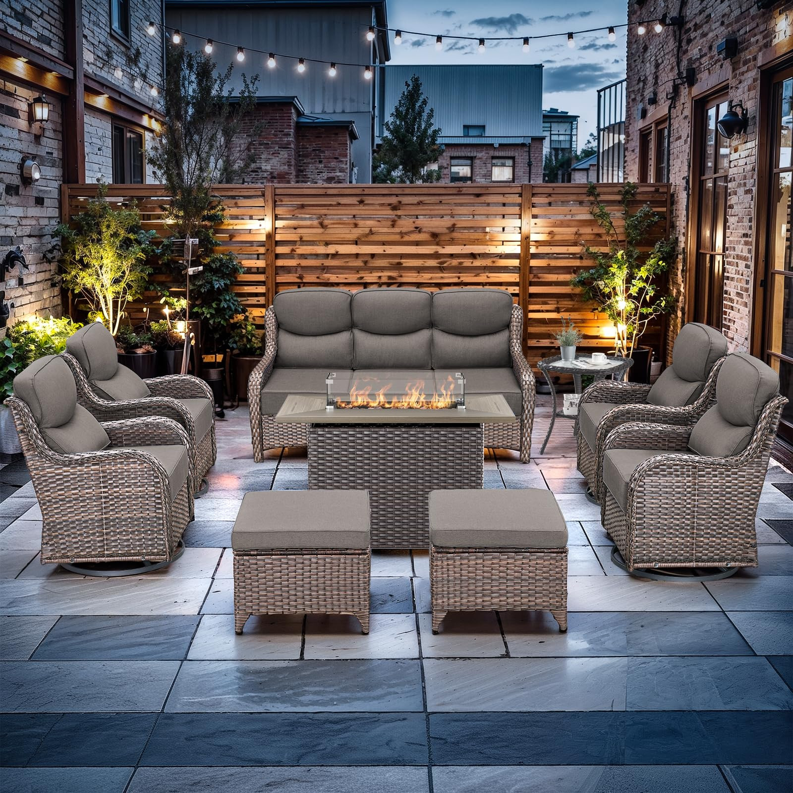 Luxury High Back Outdoor Furniture with 6-inch Extra Thick Cushions, Patio Furniture Set with Fir... | Amazon (US)