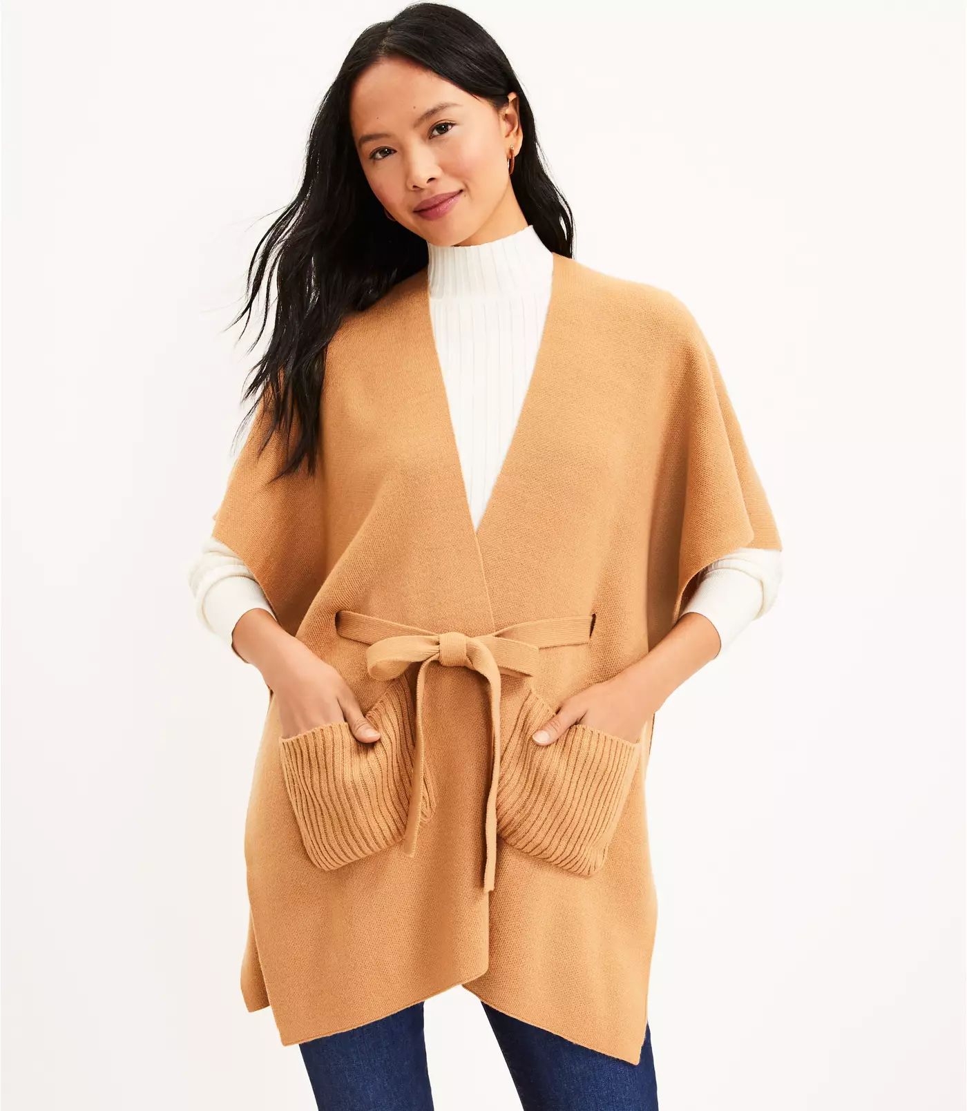 Ribbed Belted Pocket Wrap | LOFT