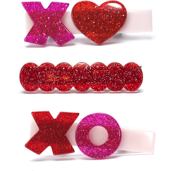 XOXO Glitter Red Hair Clips | Maisonette