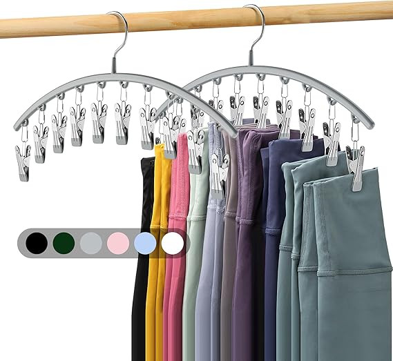 Volnamal Legging Organizer for Closet, Metal Yoga Pants Hanger w/Rubber Coated 2 Pack w/10 Clips ... | Amazon (US)