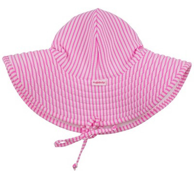 RuffleButts Girls UPF50+ Sun Protected Swim Hat - Neon Pink Seersucker, 3T-5 | Target