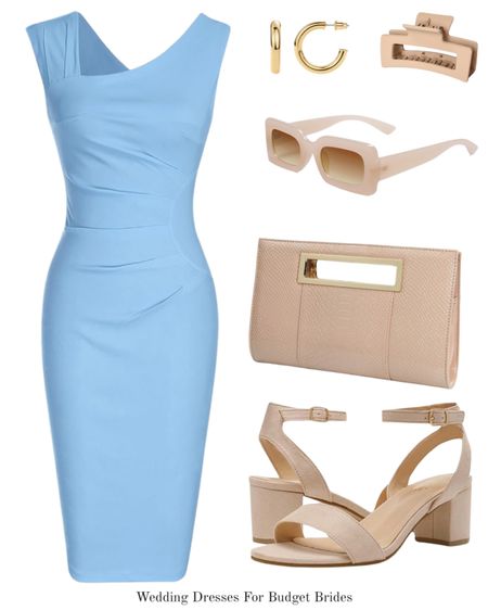 Wedding guest outfit idea for a casual to semi-formal daytime wedding. 

#springdress #weddingguestdress    
#springoutfit #semiformaldress #neutralblockheels

#LTKwedding #LTKstyletip #LTKSeasonal