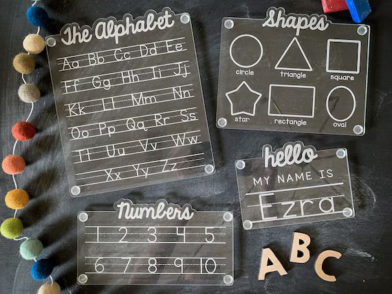 Letter Number and Shapes Tracing Board Bundle With Custom - Etsy | Etsy (US)