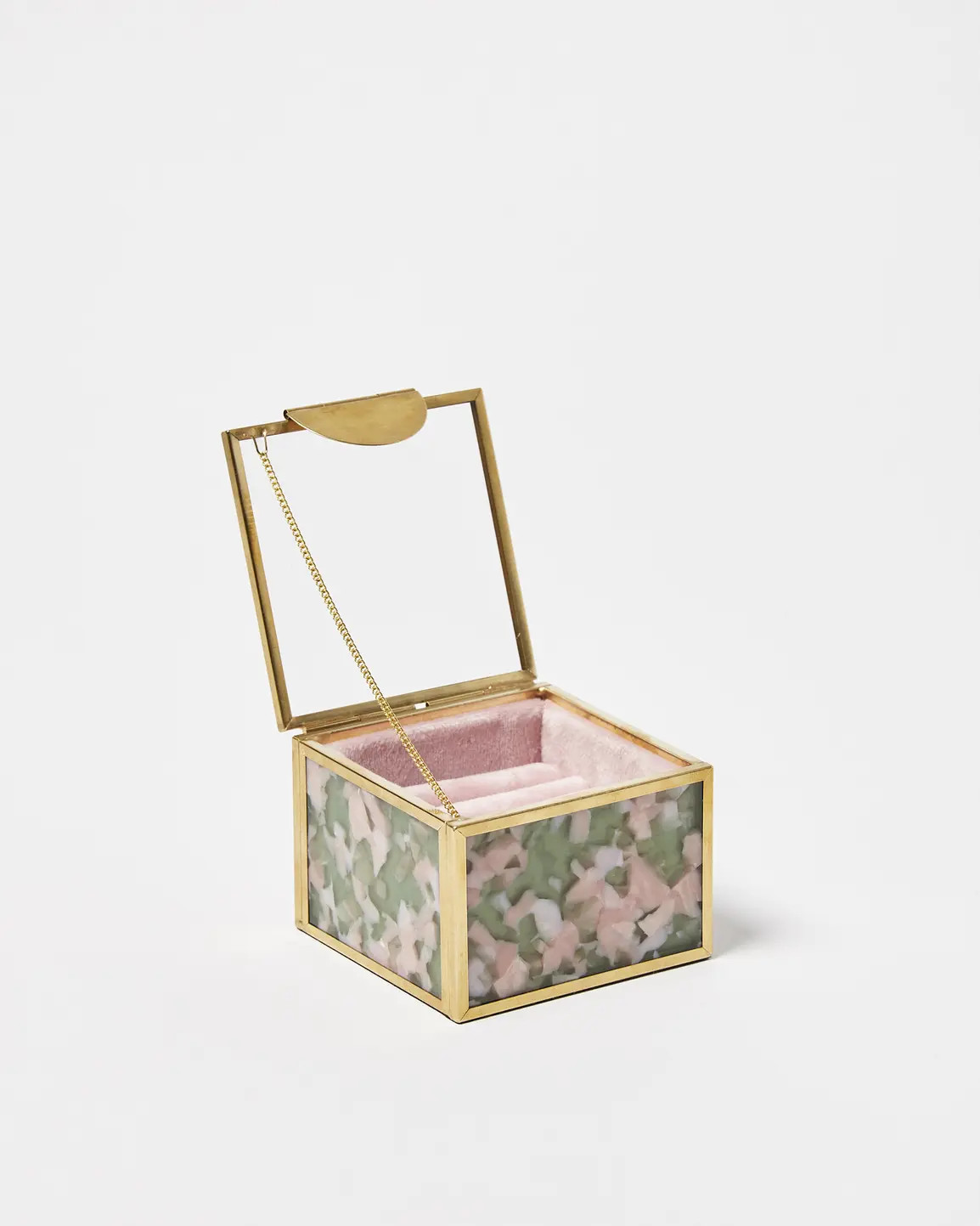 Gold & Glass Pink Resin Jewellery Ring Box | Oliver Bonas IE | Oliver Bonas (Global)