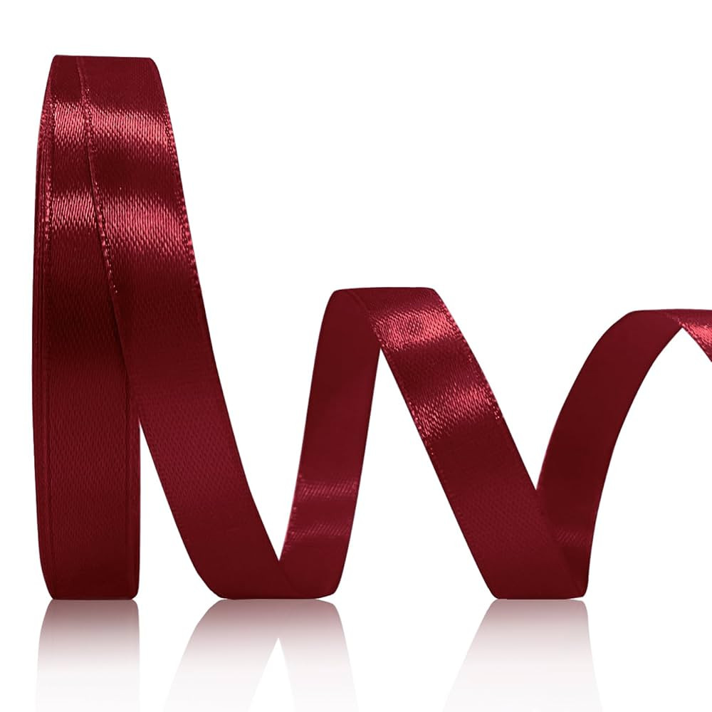 OMAIGAR Burgundy Ribbon 1/2 Inch Width, Solid Satin Ribbons with 25 Yards Length Silk Fabric for ... | Amazon (US)
