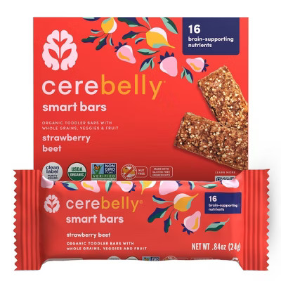 Cerebelly Organic Strawberry Beet Smart Snack Bars - 4.2oz/5pk | Target