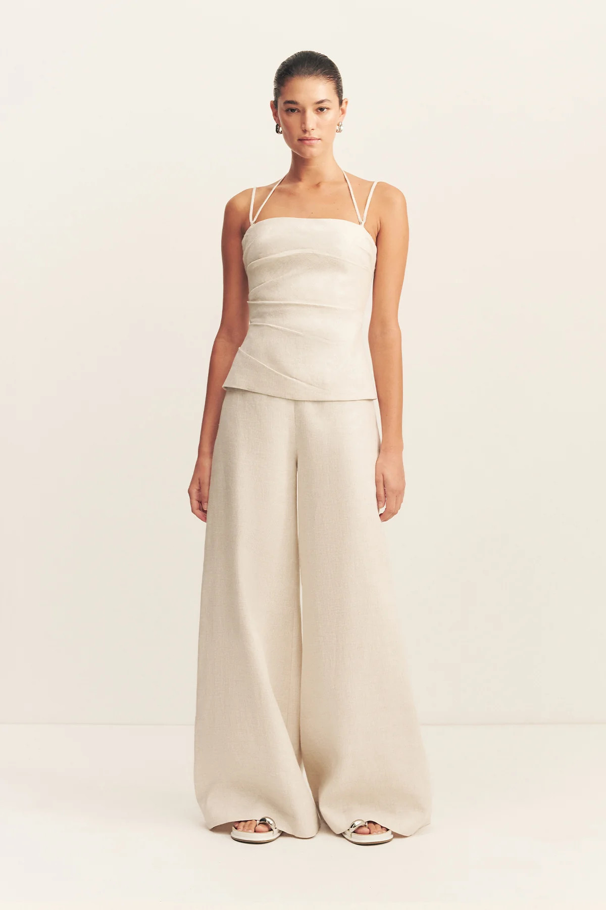 Elliot Double Strap Draped Top | Parchment | Tops | Shona Joy | Shona Joy