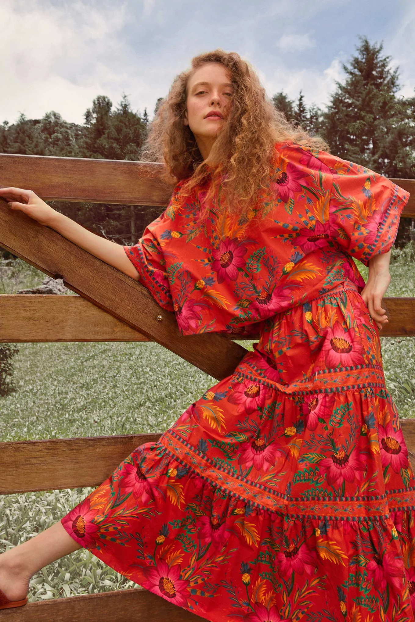 MAXI FLOWERS MIDI SKIRT | FarmRio (US)