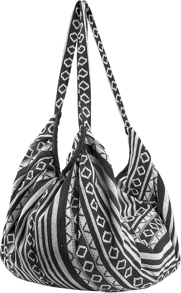 Tribe Azure Jacquard Cotton Shoulder Banana Style Fashion Travel Canvas Tote Bag Hobo Style Casua... | Amazon (US)