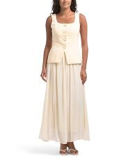 square neck button front twofer dress | TJ Maxx