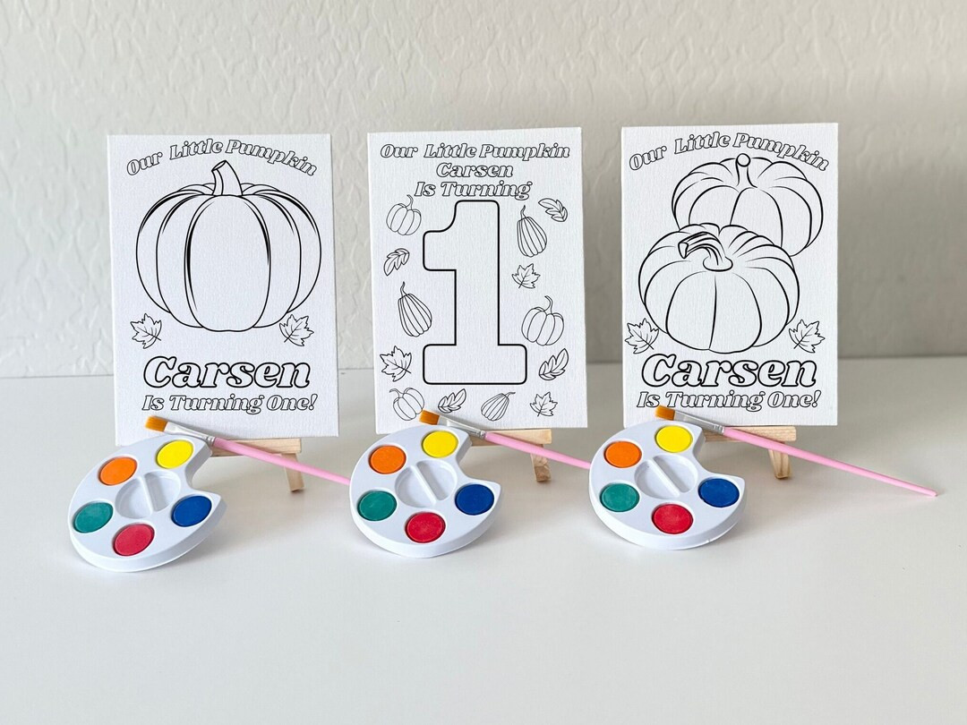 Custom Our Little Pumpkin First Birthday Fall Painting Canvas Kits Kids Party Favors Table Decora... | Etsy (US)