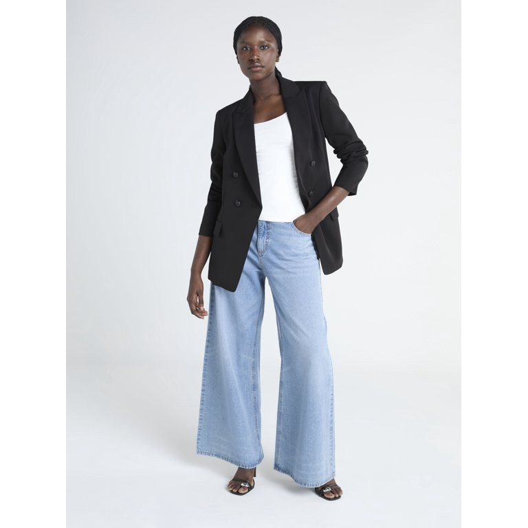 Scoop Women's Slim Fit Double Breasted Blazer, Sizes XS-XXL | Walmart (US)