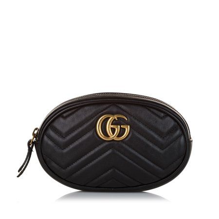 Pre-Owned Gucci GG Marmont Matelasse Belt Bag Calf Leather Black | Walmart (US)