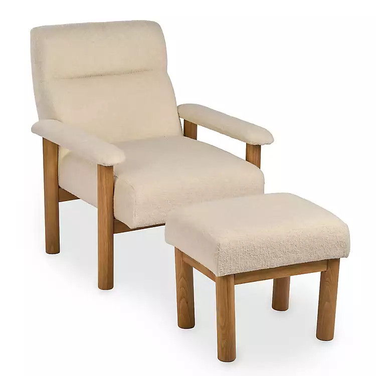 New! Giada Ivory Upholstered Chair & Ottoman Set | Kirklands