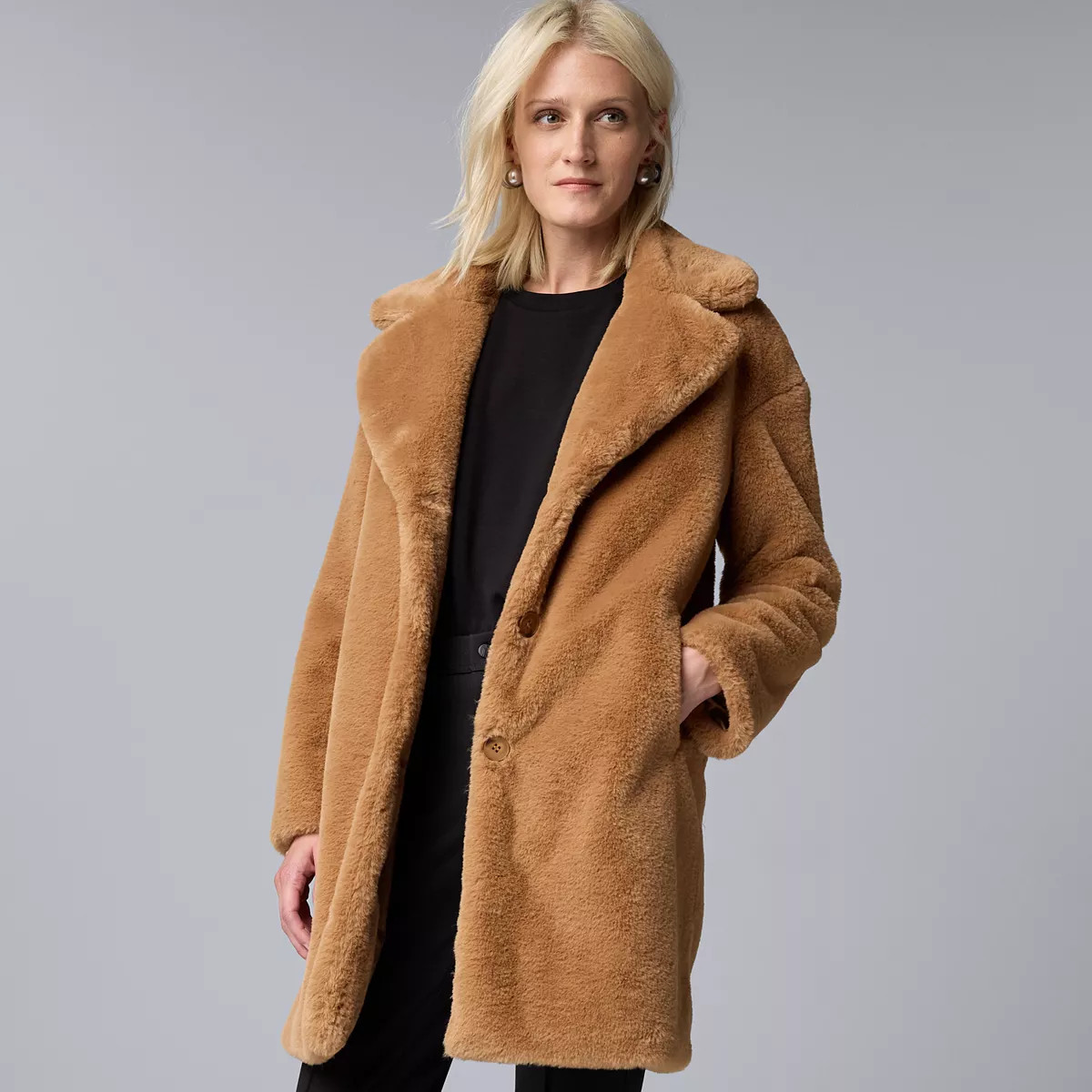 Women's Simply Vera Vera Wang Long Faux Fur Coat | Kohl's