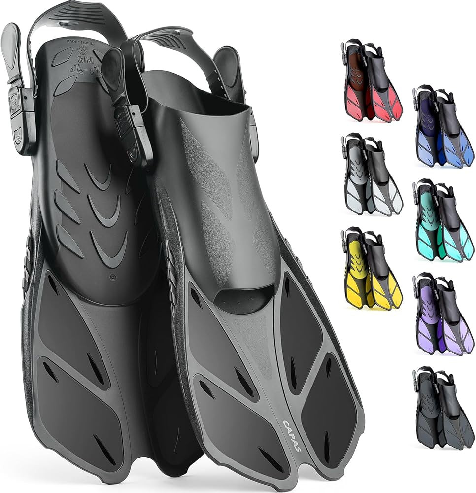 CAPAS Snorkel Fins, Swim Fins Travel Size Short Adjustable for Snorkeling Diving Adult Men Women ... | Amazon (US)