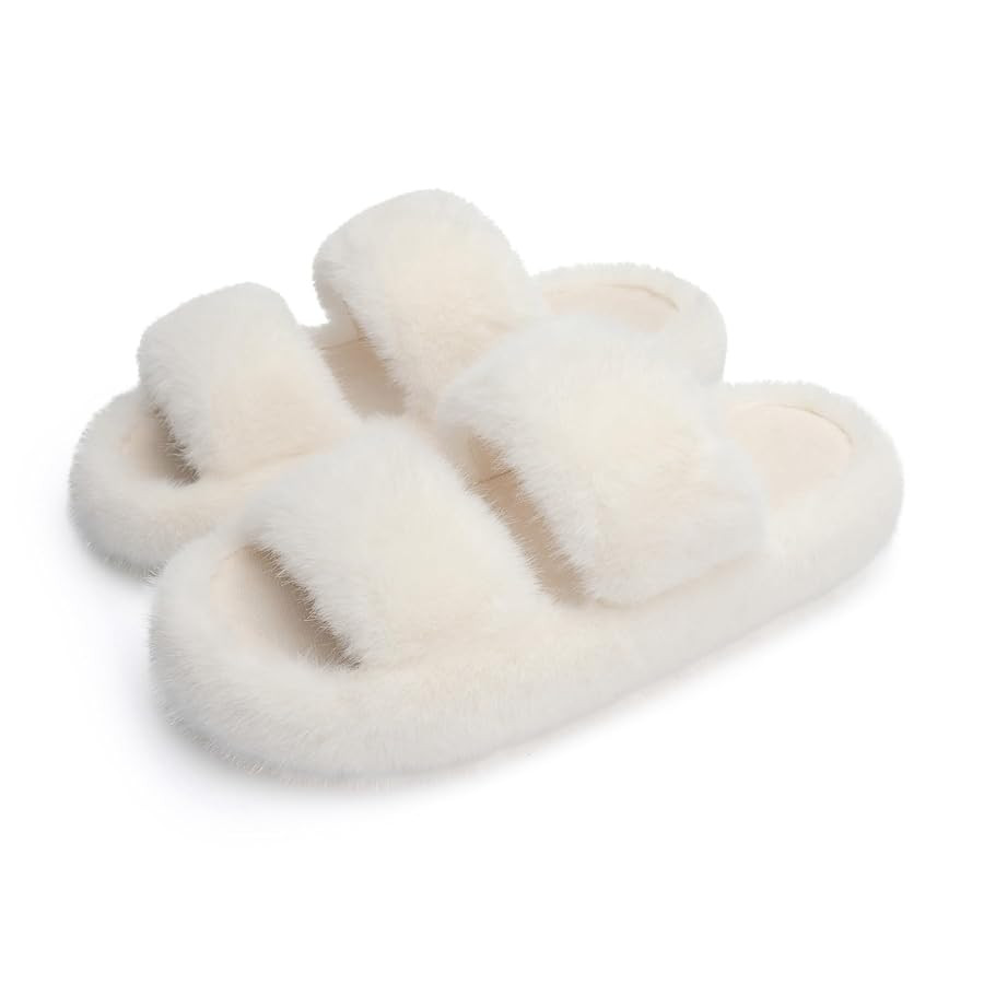 Chantomoo Women's Memory Foam Fuzzy Comfy Faux Fur House Shoes - Furry Bedroom Indoor Open Toe Sl... | Amazon (US)