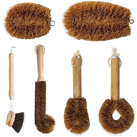 Wodden Cleaning Brush, Bottle Washing Brush, Pan Scrub Brush, Natural Coconut Fiber Brush Head , ... | Amazon (US)