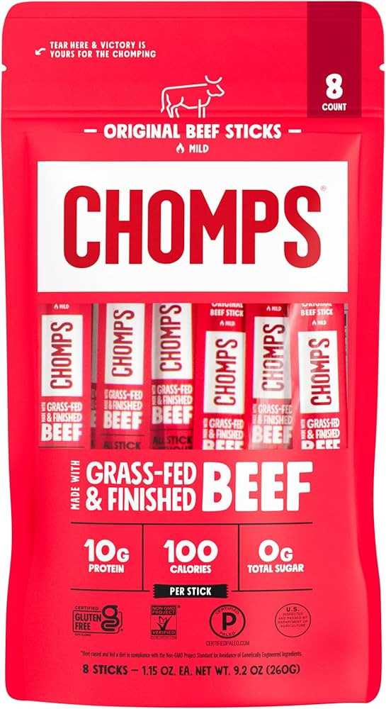 Chomps Beef Stick Pch Orignl 8Pk, 9.2 oz | Amazon (US)