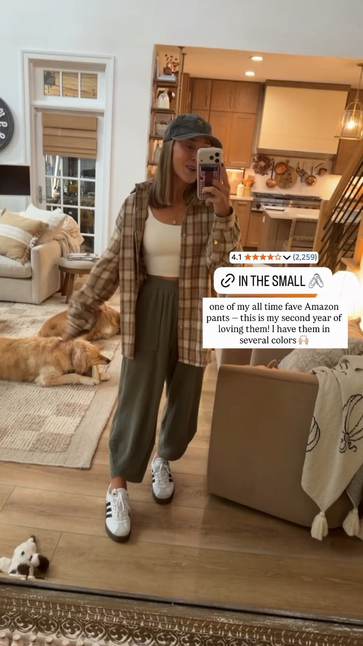 Time to break out one of my FAVE Amazon pants 🙌🏼 I have these in so many colors & they’re so dang comfy! Wearing a S! M in the plaid Shacket, S twist tank, & tts shoes! 

Amazon fashion / plaid / fall style / adidas / cute / casual / Holley Gabrielle 

#LTKStyleTip #LTKFindsUnder50 #LTKSeasonal