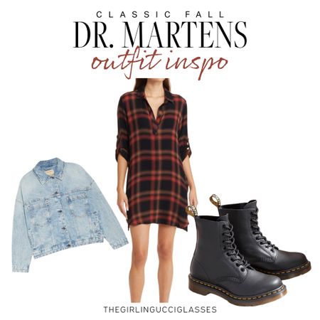 Fall means boots, denim and plaid. Shop this perfect look anchored by some closet staples such as this Free People denim jacket and Docs  

#LTKSeasonal #LTKunder100 #LTKshoecrush